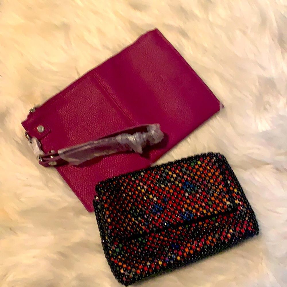 Bag Bundle 1 purple brand new wristlet and 1 multi color clutch